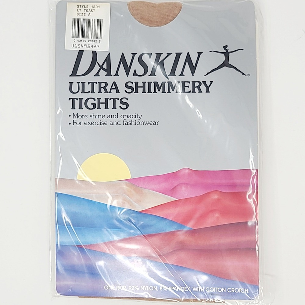 Danskin Ultra Shimmery Tights Women Sz A Lt Toast 1331 Vintage 1985 NIP USA NOS